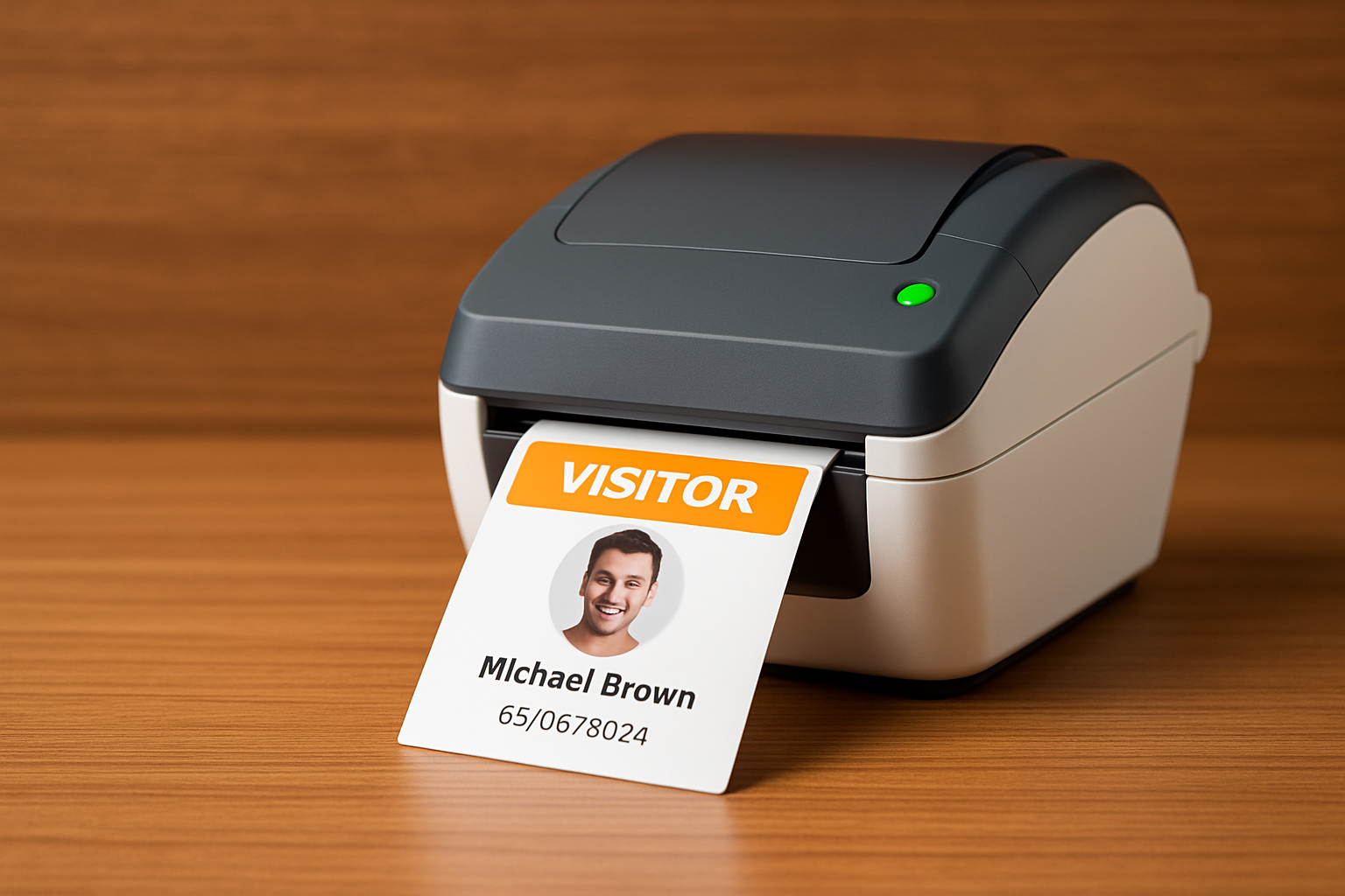 A compact thermal label printer for visitor badges